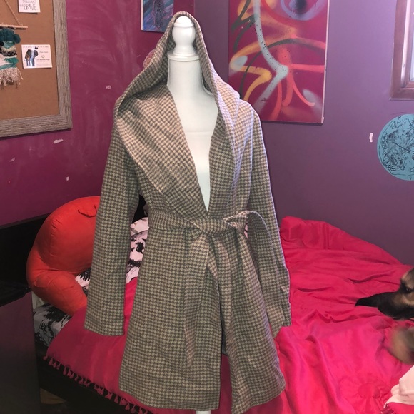 Lauren Ralph Lauren Jackets & Blazers - Lauren Ralph Lauren Hooded Houndstooth Wrap Coat